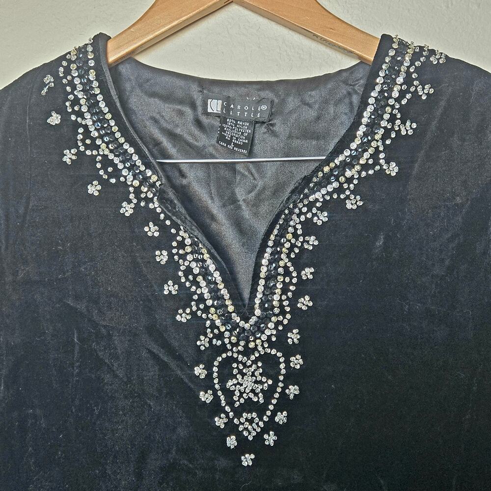 Velvet rhinestone wide sleeve witchy tunic top heart Bohemian Romantic